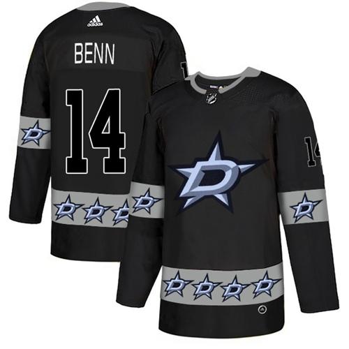 Adidas Stars #14 Jamie Benn Black Authentic Team Logo Fashion Stitched NHL Jersey - Click Image to Close