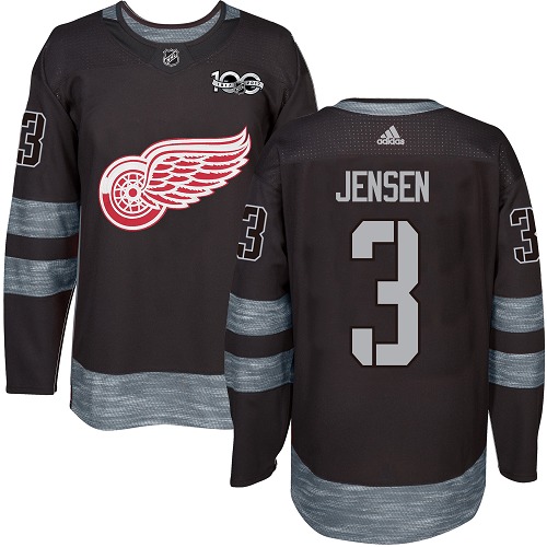 Adidas Red Wings #3 Nick Jensen Black 1917-2017 100th Anniversary Stitched NHL Jersey