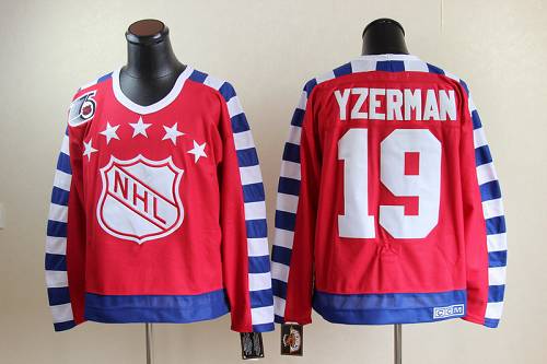 Red Wings #19 Steve Yzerman Red All Star CCM Throwback 75TH Stitched NHL Jersey - Click Image to Close