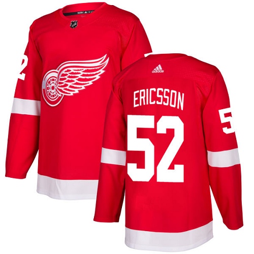 Adidas Red Wings #52 Jonathan Ericsson Red Home Authentic Stitched NHL Jersey - Click Image to Close