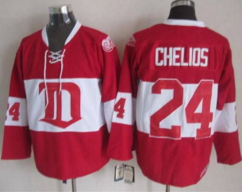 Red Wings #24 Chris Chelios Red Winter Classic CCM Throwback Stitched NHL Jersey - Click Image to Close