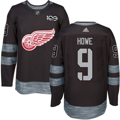 Adidas Red Wings #9 Gordie Howe Black 1917-2017 100th Anniversary Stitched NHL Jersey - Click Image to Close