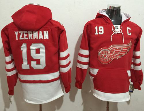 Red Wings #19 Steve Yzerman Red Name & Number Pullover NHL Hoodie