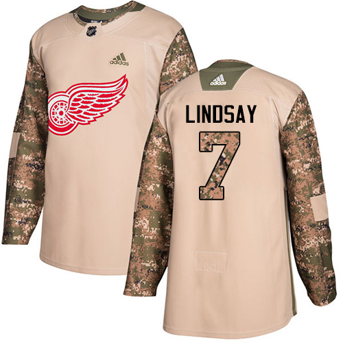 Adidas Red Wings #7 Ted Lindsay Camo Authentic 2017 Veterans Day Stitched NHL Jersey - Click Image to Close