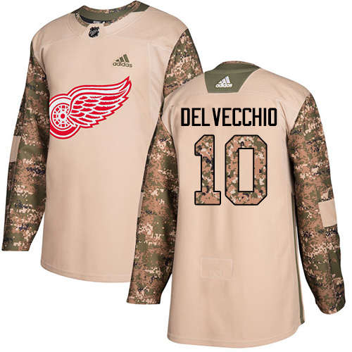 Adidas Red Wings #10 Alex Delvecchio Camo Authentic 2017 Veterans Day Stitched NHL Jersey - Click Image to Close