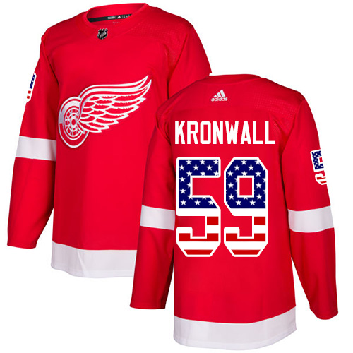 Adidas Red Wings #59 Niklas Kronwall Red Home Authentic USA Flag Stitched NHL Jersey