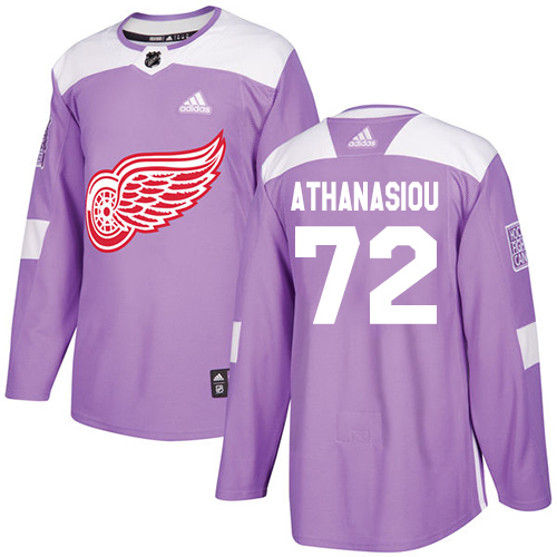 Adidas Red Wings #72 Andreas Athanasiou Purple Authentic Fights Cancer Stitched NHL Jersey