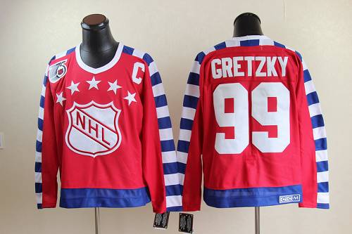 Oilers #99 Wayne Gretzky Red All Star CCM Throwback 75TH Stitched NHL Jersey - Click Image to Close