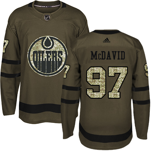 Adidas Oilers #97 Connor McDavid Green Salute to Service Stitched NHL Jersey - Click Image to Close