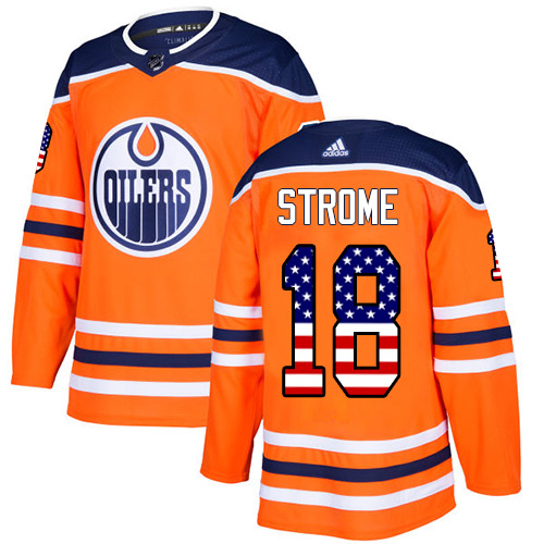 Adidas Oilers #18 Ryan Strome Orange Home Authentic USA Flag Stitched NHL Jersey