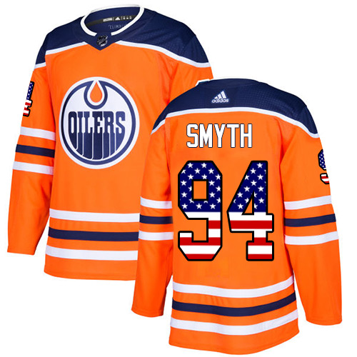 Adidas Oilers #94 Ryan Smyth Orange Home Authentic USA Flag Stitched NHL Jersey