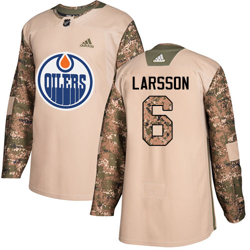 Adidas Oilers #6 Adam Larsson Camo Authentic 2017 Veterans Day Stitched NHL Jersey