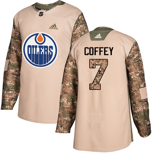 Adidas Oilers #7 Paul Coffey Camo Authentic 2017 Veterans Day Stitched NHL Jersey