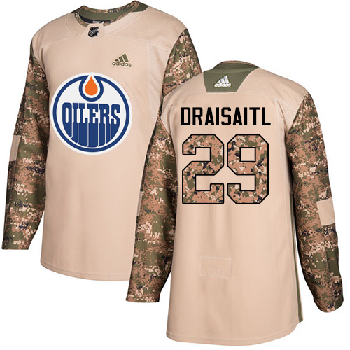 Adidas Oilers #29 Leon Draisaitl Camo Authentic 2017 Veterans Day Stitched NHL Jersey