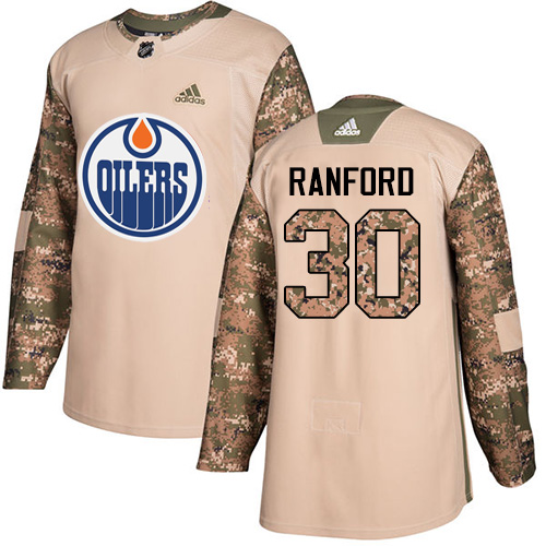 Adidas Oilers #30 Bill Ranford Camo Authentic 2017 Veterans Day Stitched NHL Jersey