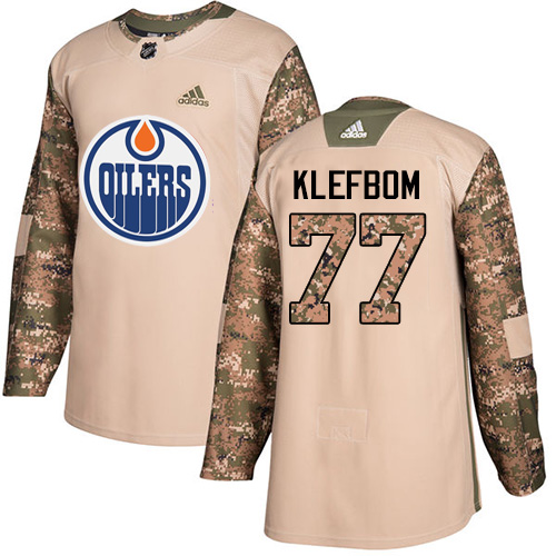 Adidas Oilers #77 Oscar Klefbom Camo Authentic 2017 Veterans Day Stitched NHL Jersey - Click Image to Close