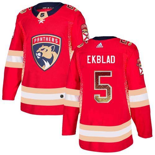 Adidas Panthers #5 Aaron Ekblad Red Home Authentic Drift Fashion Stitched NHL Jersey - Click Image to Close