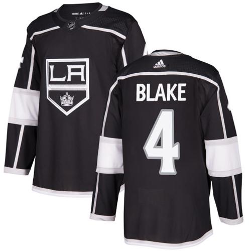 Adidas Kings #4 Rob Blake Black Home Authentic Stitched NHL Jersey - Click Image to Close