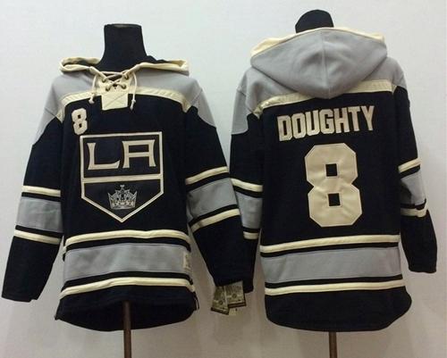 Kings #8 Drew Doughty Black Sawyer Hooded Sweatshirt Stitched NHL Jersey - Click Image to Close