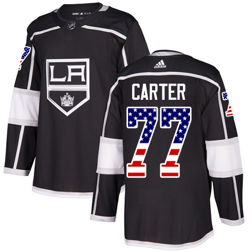 Adidas Kings #77 Jeff Carter Black Home Authentic USA Flag Stitched NHL Jersey - Click Image to Close