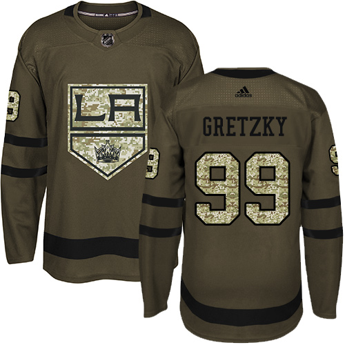 Adidas Kings #99 Wayne Gretzky Green Salute to Service Stitched NHL Jersey