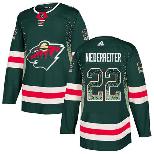 Adidas Wild #22 Nino Niederreiter Green Home Authentic Drift Fashion Stitched NHL Jersey