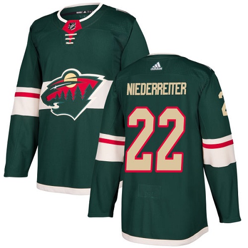 Adidas Wild #22 Nino Niederreiter Green Home Authentic Stitched NHL Jersey - Click Image to Close