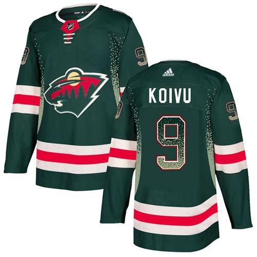 Adidas Wild #9 Mikko Koivu Green Home Authentic Drift Fashion Stitched NHL Jersey