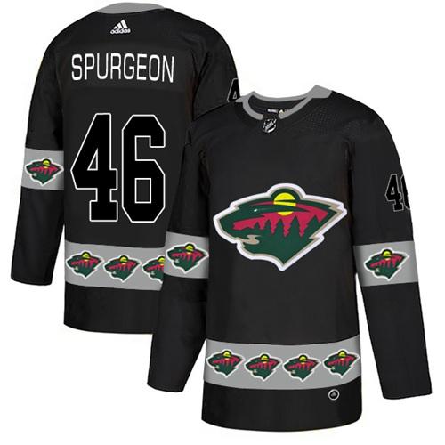 Adidas Wild #46 Jared Spurgeon Black Authentic Team Logo Fashion Stitched NHL Jersey - Click Image to Close