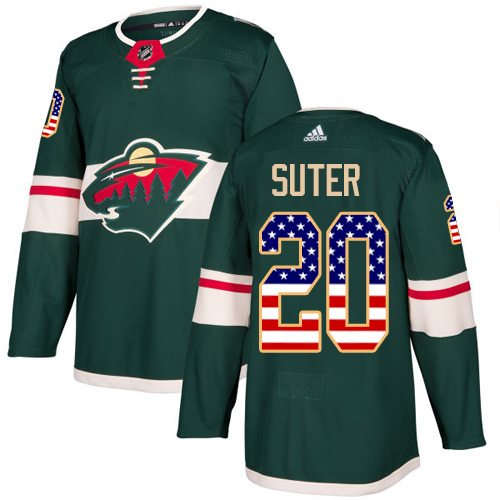 Adidas Wild #20 Ryan Suter Green Home Authentic USA Flag Stitched NHL Jersey - Click Image to Close