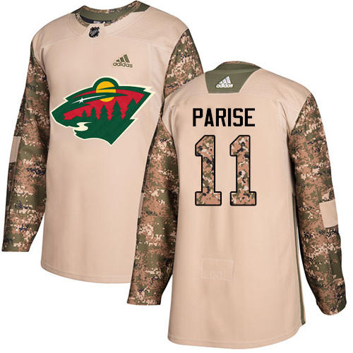 Adidas Wild #11 Zach Parise Camo Authentic 2017 Veterans Day Stitched NHL Jersey - Click Image to Close