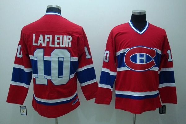 Canadiens #10 Guy Lafleur Stitched Red CH CCM Throwback NHL Jersey - Click Image to Close