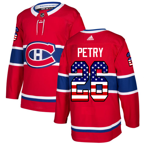 Adidas Canadiens #26 Jeff Petry Red Home Authentic USA Flag Stitched NHL Jersey