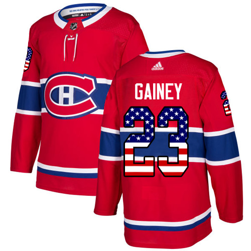 Adidas Canadiens #23 Bob Gainey Red Home Authentic USA Flag Stitched NHL Jersey