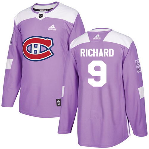 Adidas Canadiens #9 Maurice Richard Purple Authentic Fights Cancer Stitched NHL Jersey