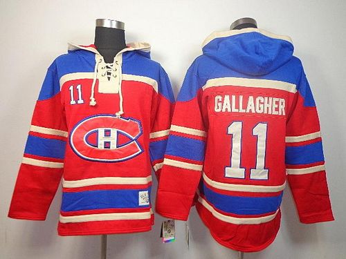 Canadiens #11 Brendan Gallagher Red Sawyer Hooded Sweatshirt Stitched NHL Jersey