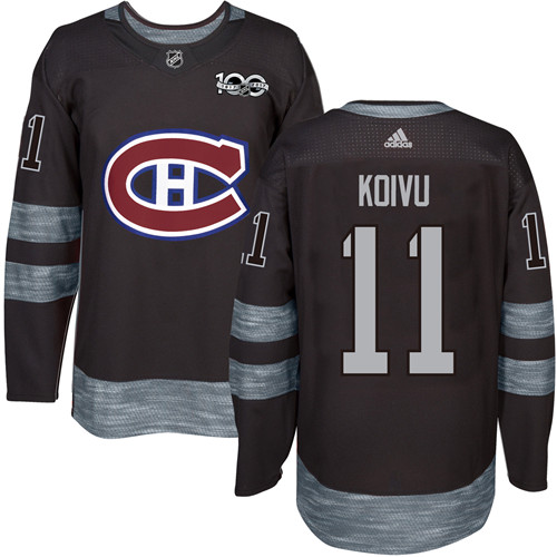 Adidas Canadiens #11 Saku Koivu Black 1917-2017 100th Anniversary Stitched NHL Jersey - Click Image to Close