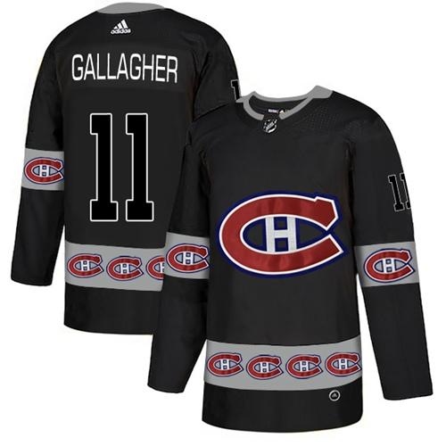 Adidas Canadiens #11 Brendan Gallagher Black Authentic Team Logo Fashion Stitched NHL Jersey