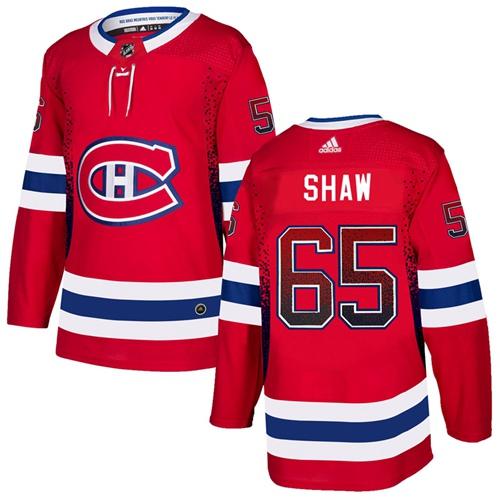 Adidas Canadiens #65 Andrew Shaw Red Home Authentic Drift Fashion Stitched NHL Jersey