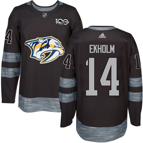 Adidas Predators #14 Mattias Ekholm Black 1917-2017 100th Anniversary Stitched NHL Jersey