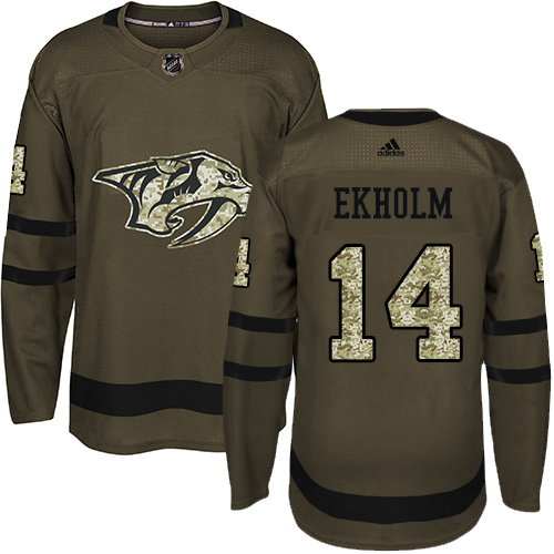 Adidas Predators #14 Mattias Ekholm Green Salute to Service Stitched NHL Jersey