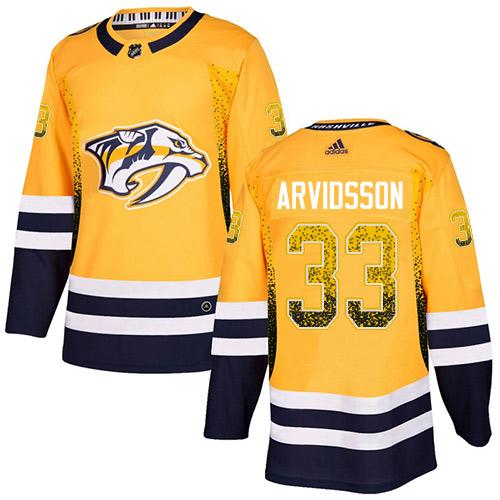 Adidas Predators #33 Viktor Arvidsson Yellow Home Authentic Drift Fashion Stitched NHL Jersey - Click Image to Close