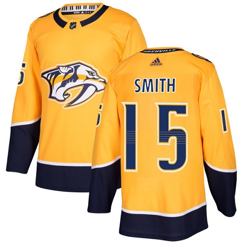 Adidas Predators #15 Craig Smith Yellow Home Authentic Stitched NHL Jersey