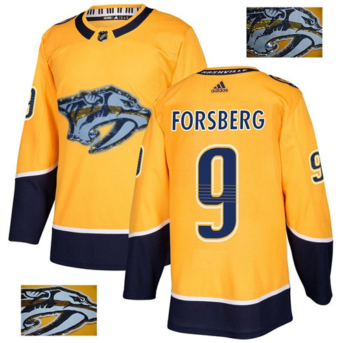 Adidas Predators #9 Filip Forsberg Yellow Home Authentic Fashion Gold Stitched NHL Jersey