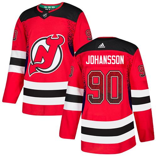 Adidas Devils #90 Marcus Johansson Red Home Authentic Drift Fashion Stitched NHL Jersey - Click Image to Close