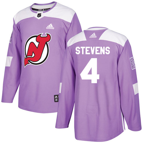 Adidas Devils #4 Scott Stevens Purple Authentic Fights Cancer Stitched NHL Jersey - Click Image to Close