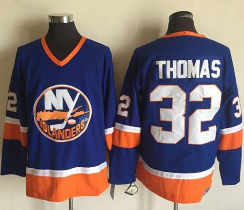 Islanders #32 Thomas Baby Blue CCM Throwback Stitched NHL Jersey