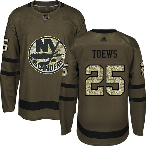 Adidas Islanders #25 Devon Toews Green Salute to Service Stitched NHL Jersey