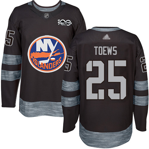 Adidas Islanders #25 Devon Toews Black 1917-2017 100th Anniversary Stitched NHL Jersey