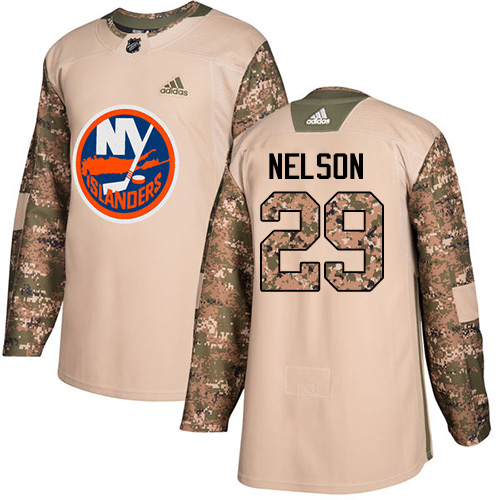 Adidas Islanders #29 Brock Nelson Camo Authentic 2017 Veterans Day Stitched NHL Jersey - Click Image to Close